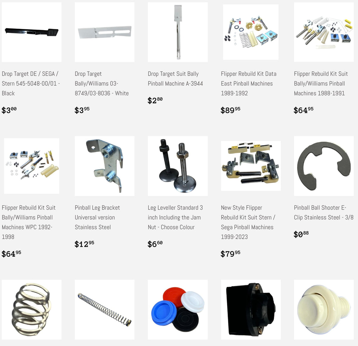 PINBALL PARTS Australian Stock Suit Sega, Stern, Williams, Bally