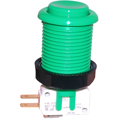 Happ Green Pushbutton with Horizontal Microswitch