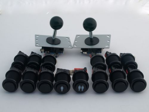 Bulk Buy - 5 x Black Arcade Pack, 2 Joysticks long shaft and 14 Buttons