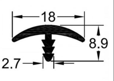 New 18mm Matte Black T-moulding, Sold by the metre T-mouldinjg Arcade and caravan Australia