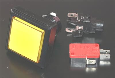 Led Square Button Square Button With LED Light and Micro Switch Yellow – Austin Amusements